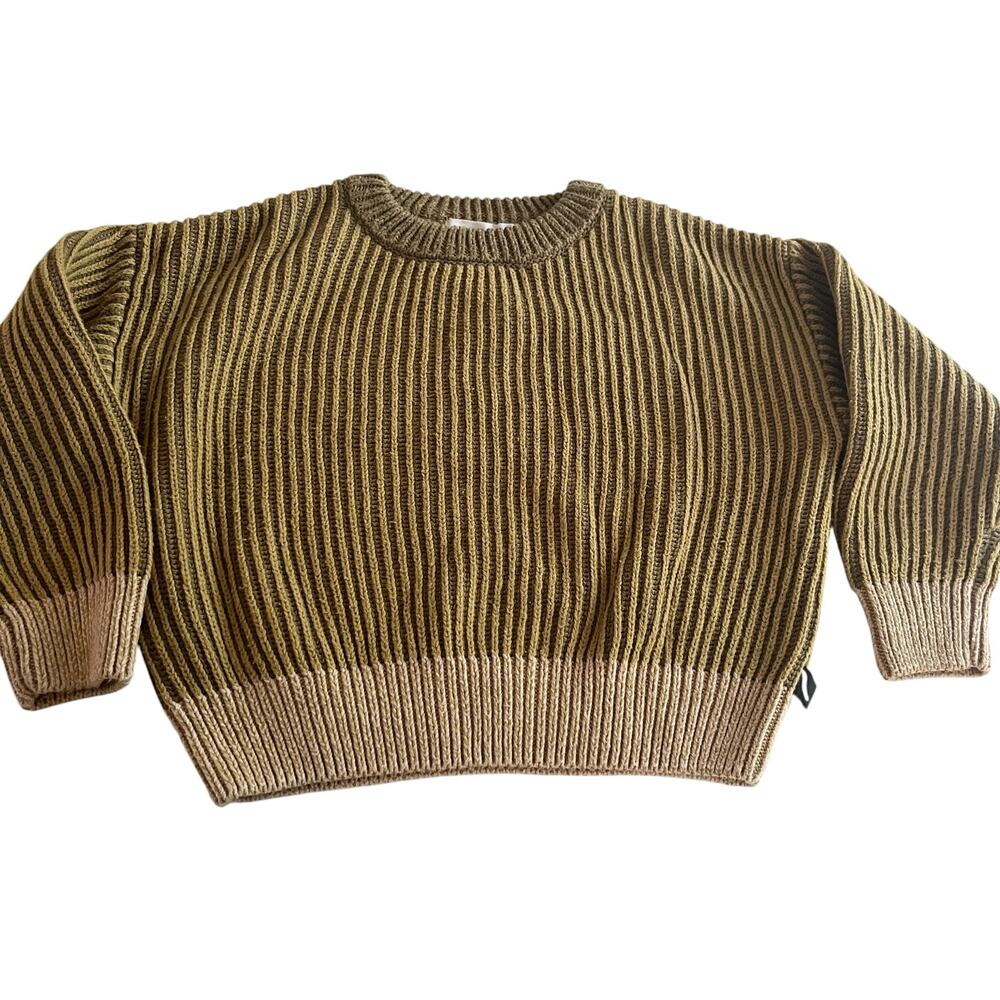 CarlijnQ Organic Cotton Cable Knit Sweater Yellow Boys Ribbed Cottagecore 6-12 M